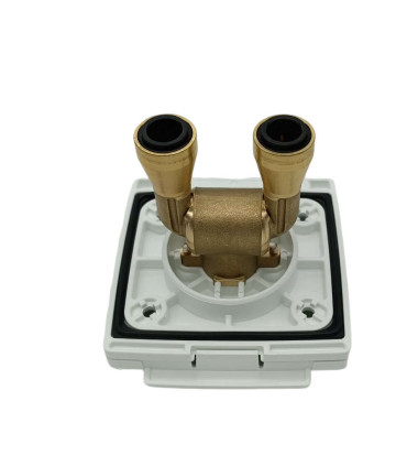 Toma de ducha blanca con mezclador | Distribuciones Camper